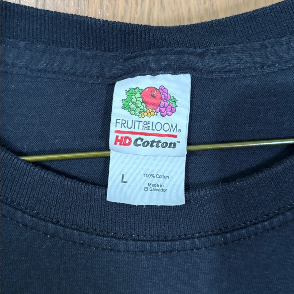 Fruit of the Loom Black Tee with Bourbon goes in, wisdom comes out,men’s large - Picture 2 of 4